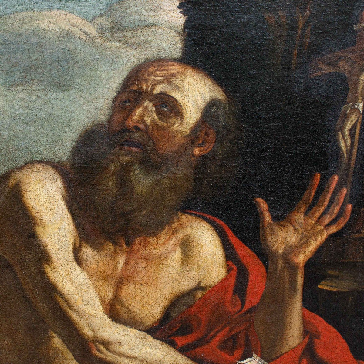 Cerchia di il Guercino (1591 – 1666), XVII secolo,  San Girolamo-photo-3