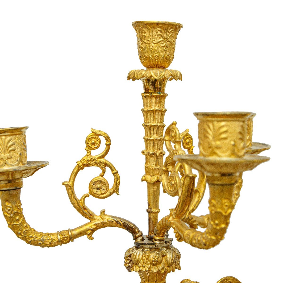 Francia, epoca Impero, Coppia di candelabri a quattro luci  bronzo dorato-photo-6