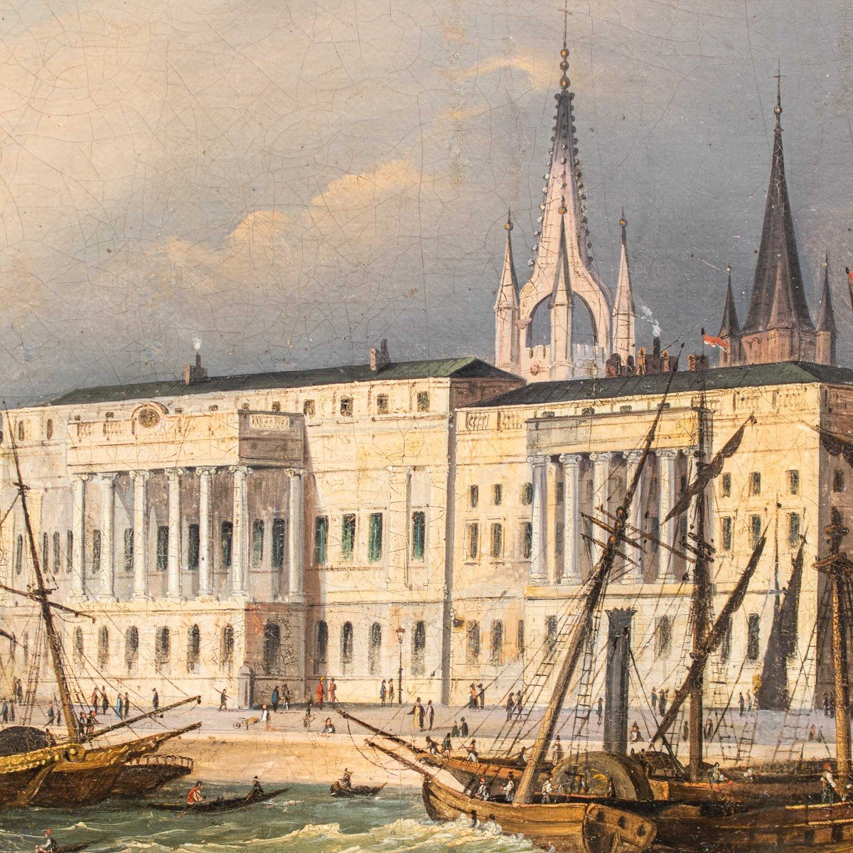 Scuola italiana, datata 1841, Veduta di Londra dalla riva del Tamigi  -photo-4