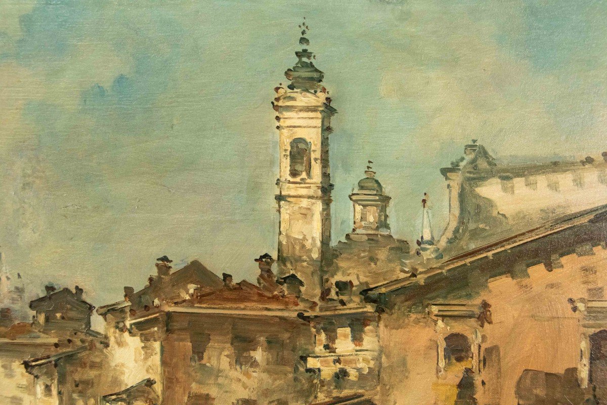 Giuseppe Riva (1834 -  1916), Vue du Naviglio avec le Duomo  -photo-3