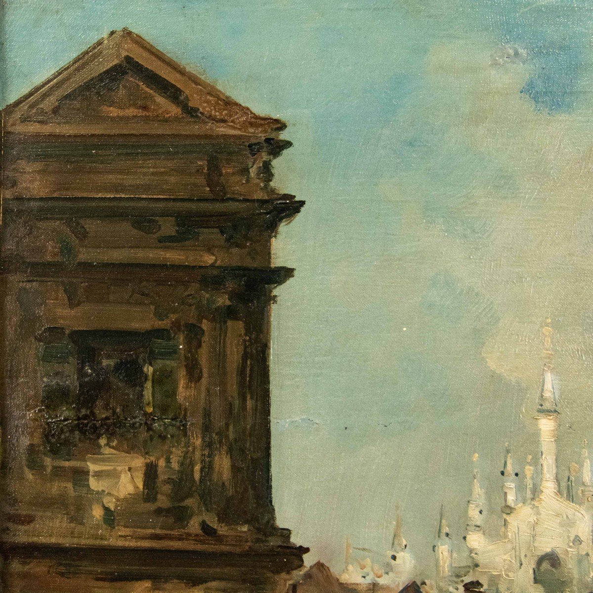 Giuseppe Riva (1834 -  1916), Vue du Naviglio avec le Duomo  -photo-2