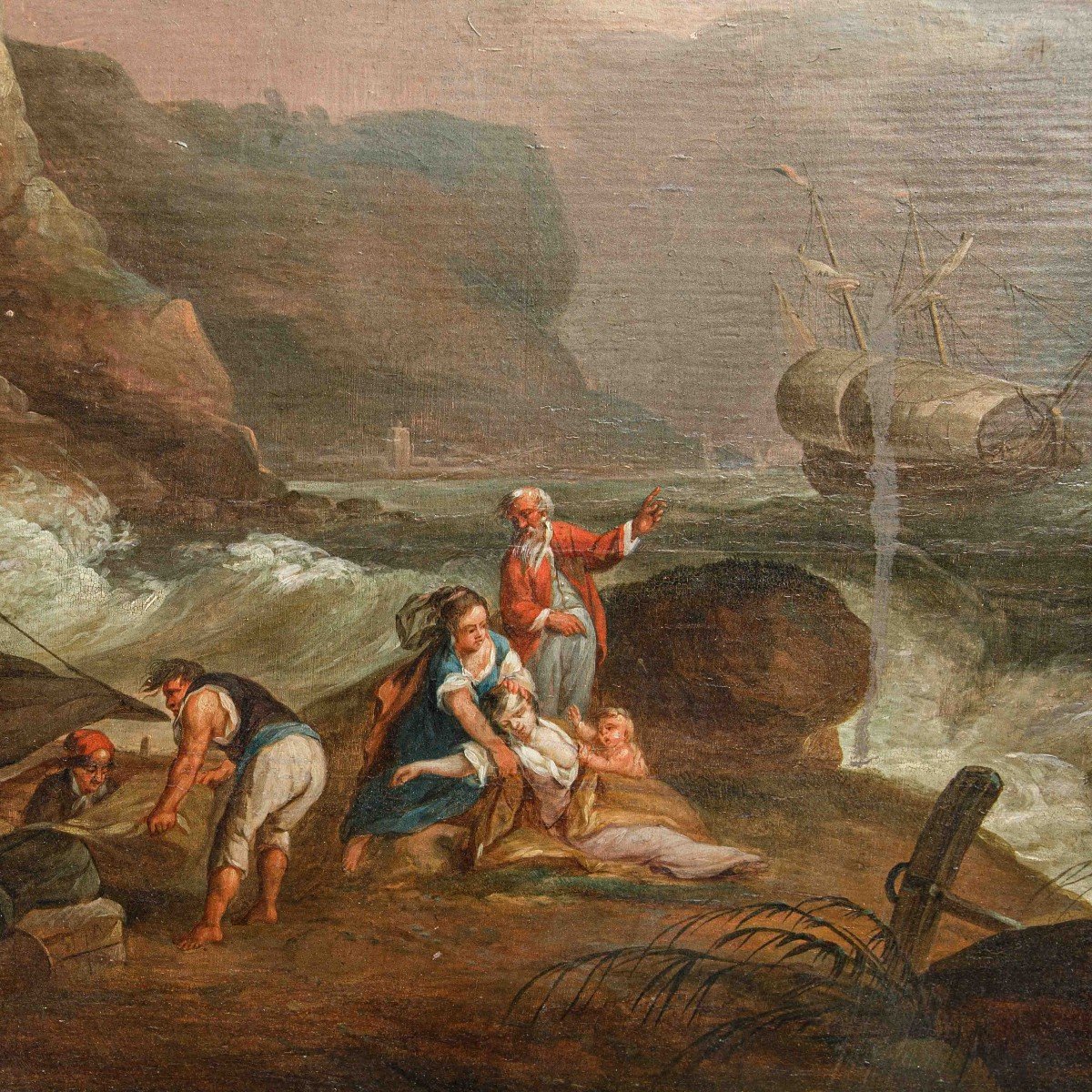 XVIII secolo, cerchia di Charles Francois Grenier de Lacroix, marina in tempesta-photo-2