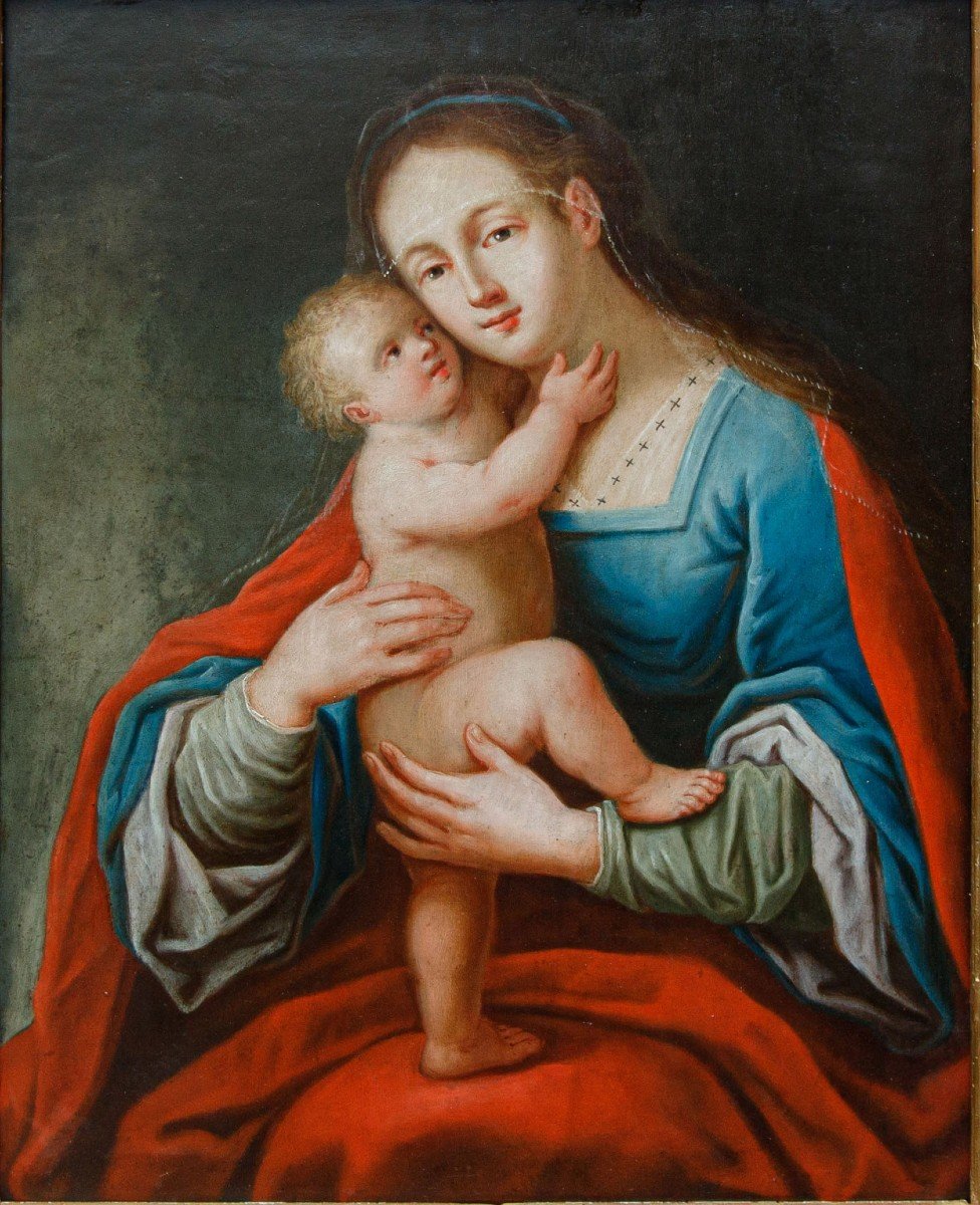 Scuola di Anversa, XVII secolo, Madonna con bambino-photo-2