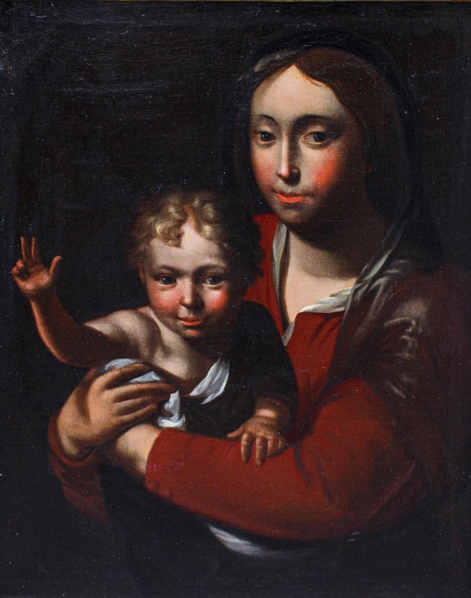 XVII secolo, Scuola bergamasca, Madonna con Bambino benedicente-photo-2
