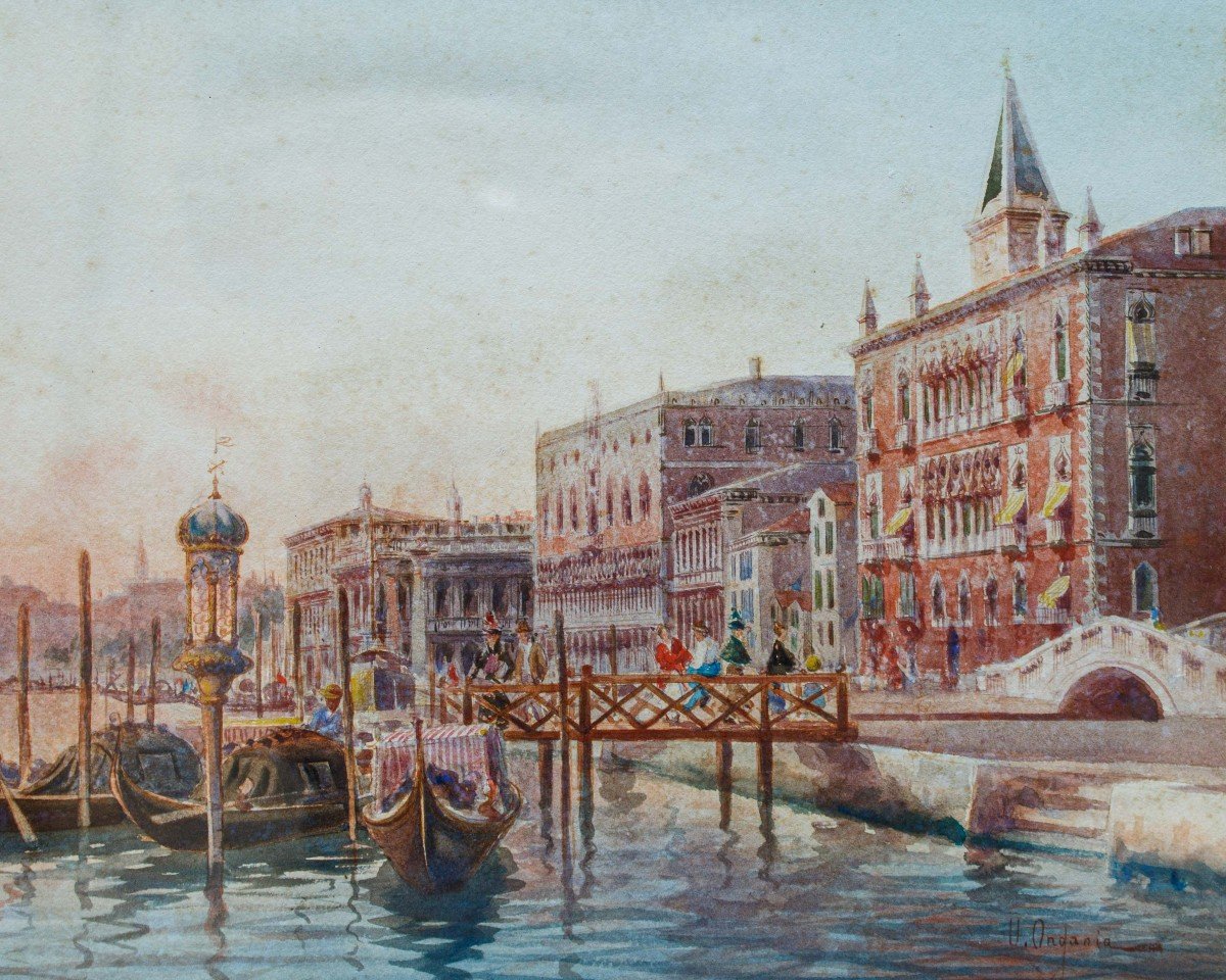 Umberto Ongania ( Venezia, 1867 - 1942), Vedute di Venezia-photo-2