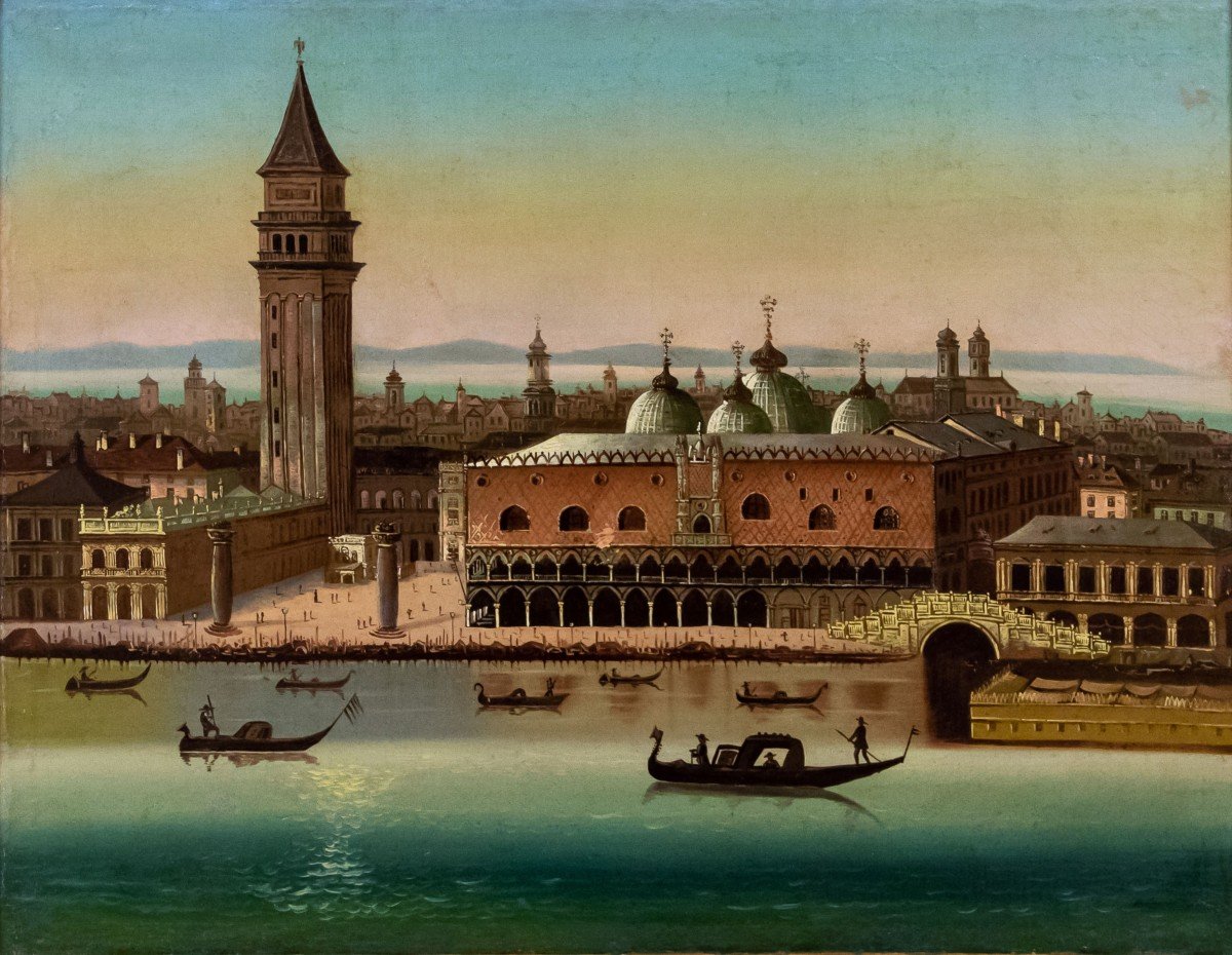 XIX secolo, Veduta di Venezia con Palazzo Ducale e l’orizzonte della Laguna Veneta-photo-2