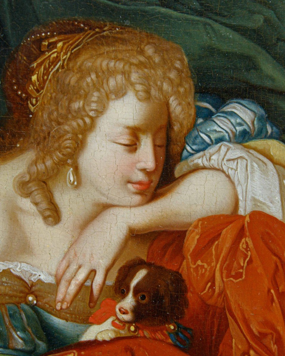 Matthijs Naiveu (Leida, 1647 – Amsterdam, 1726), Donna con cagnolino alla finestra-photo-4