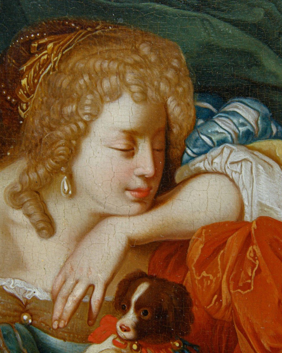 Matthijs Naiveu (Leida, 1647 – Amsterdam, 1726), Donna con cagnolino alla finestra-photo-4