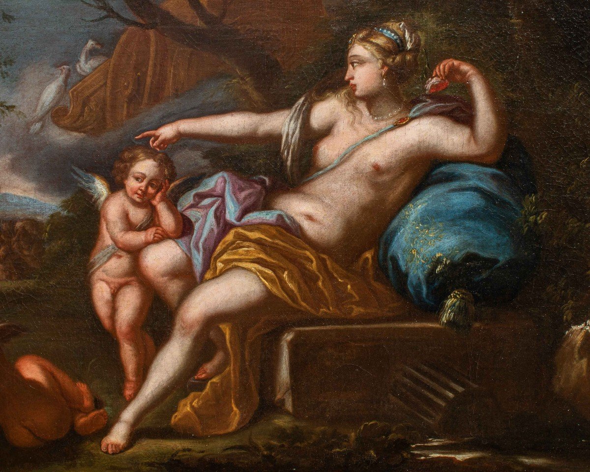 Ambito di Bon Boullogne (Parigi, 1649 - ivi, 1717), Venere e Cupido con corteo bacchico -photo-3