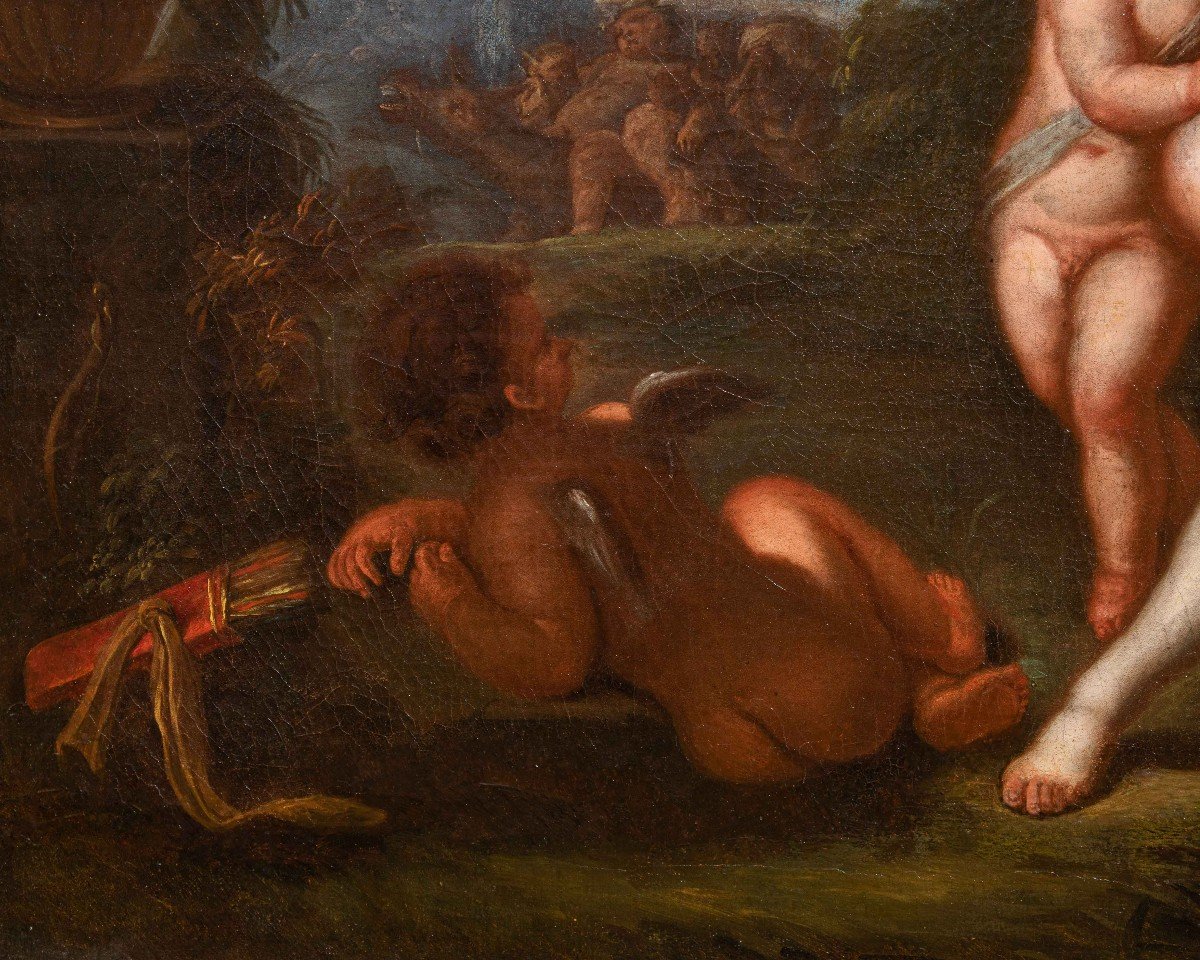 Ambito di Bon Boullogne (Parigi, 1649 - ivi, 1717), Venere e Cupido con corteo bacchico -photo-2