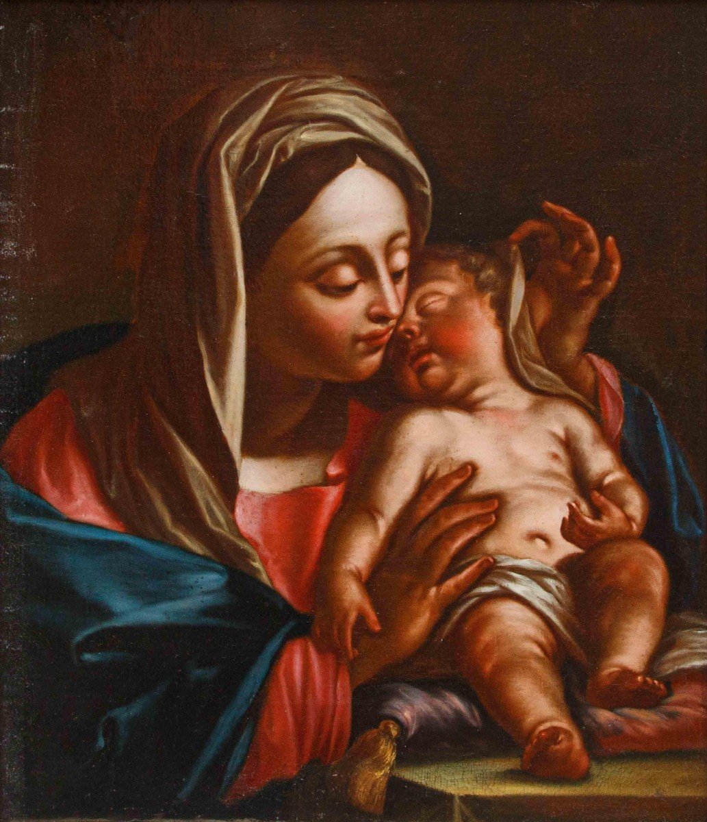 Scuola dell’Italia centrale, XVII secolo, Madonna con bambino-photo-6