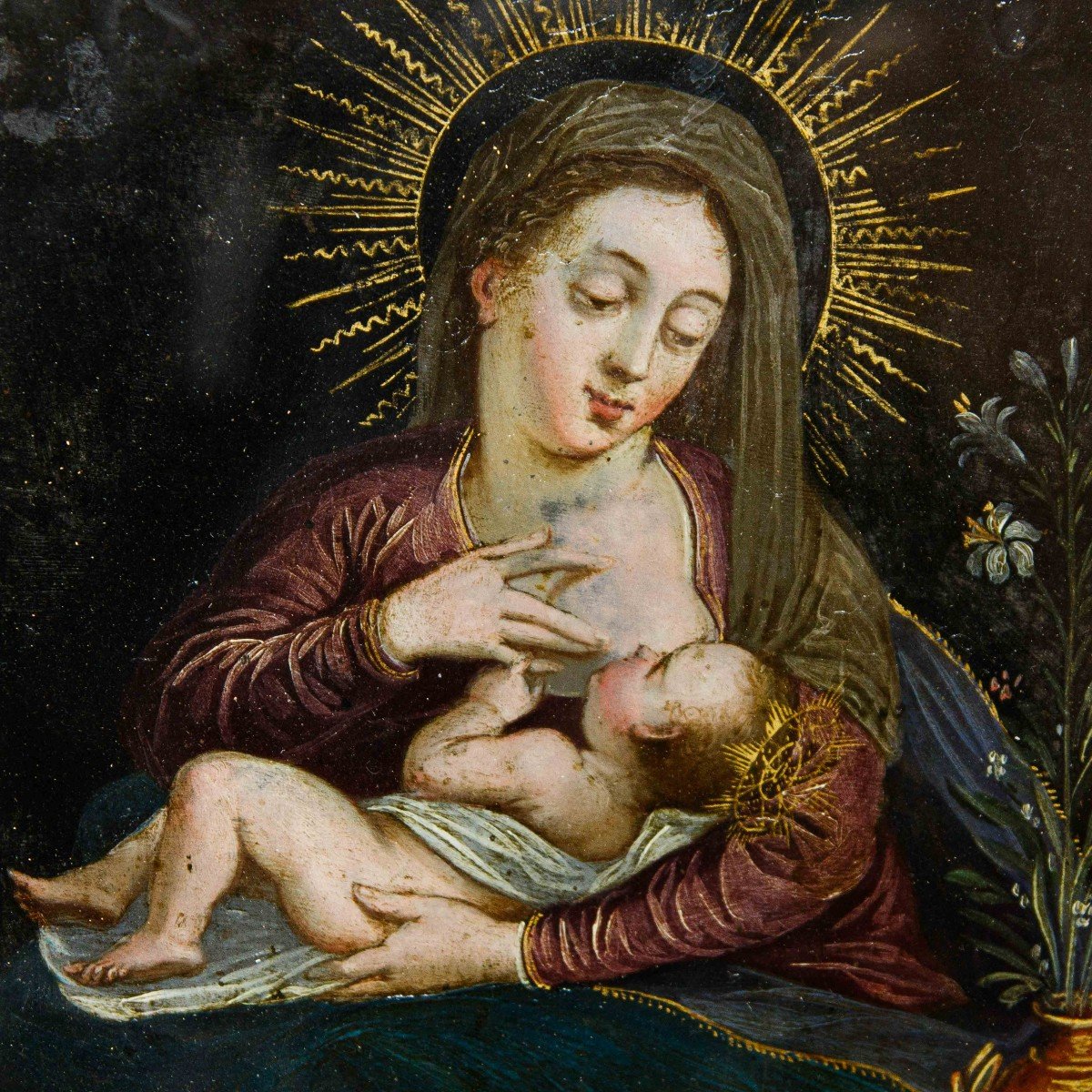 XVI secolo, Scuola fiamminga, Madonna del Latte-photo-3