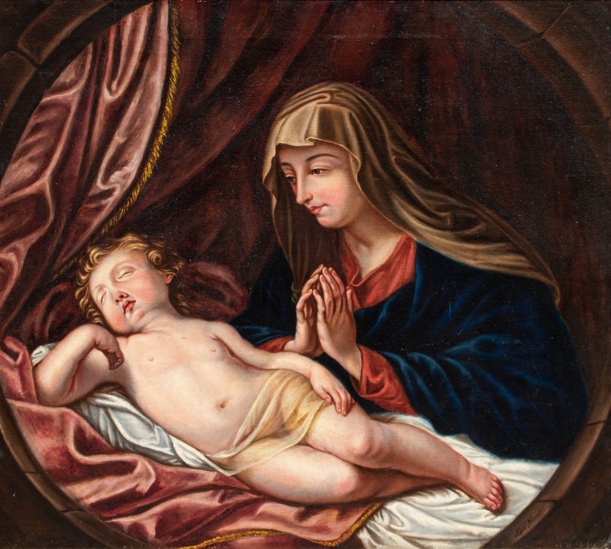 Adele Pinot (1848), da Guido Reni, Madonna in adorazione del Bambino dormiente-photo-2