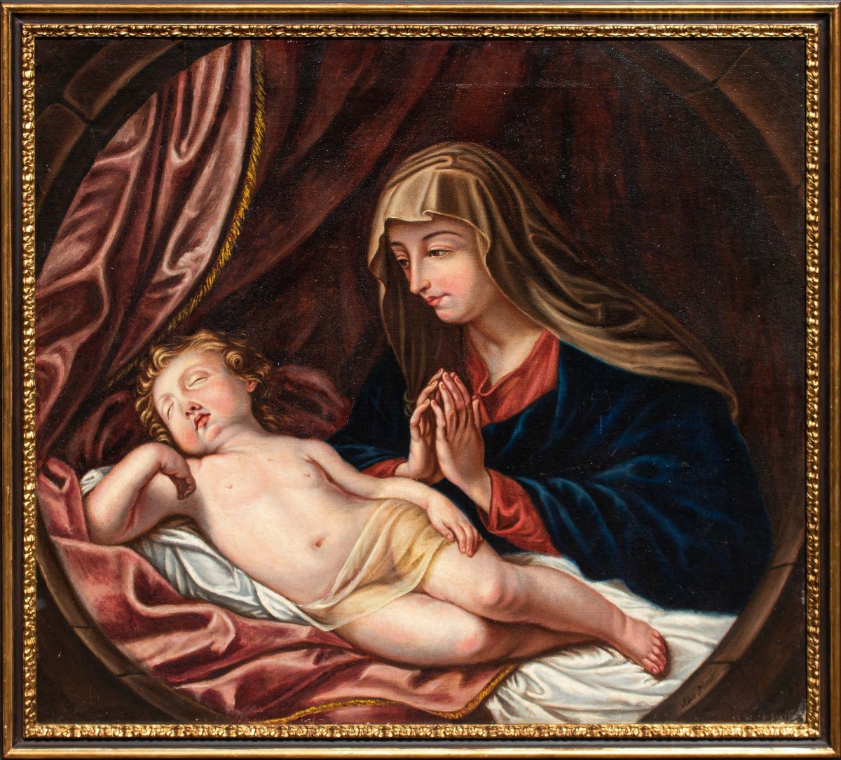 Adele Pinot (1848), da Guido Reni, Madonna in adorazione del Bambino dormiente