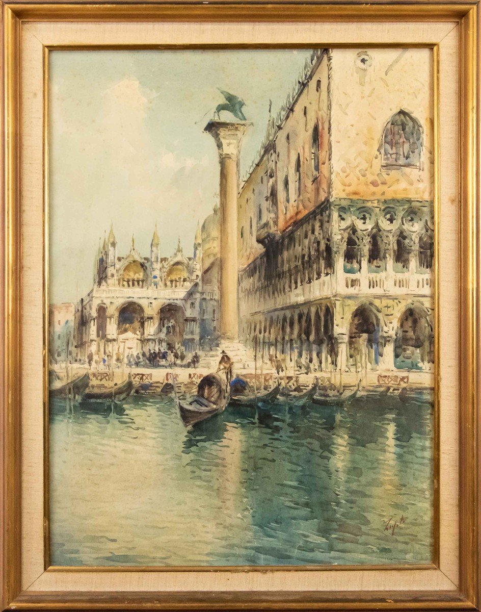 Pittore italiano, XX secolo, Palazzo Ducale verso Riva degli Schiavoni