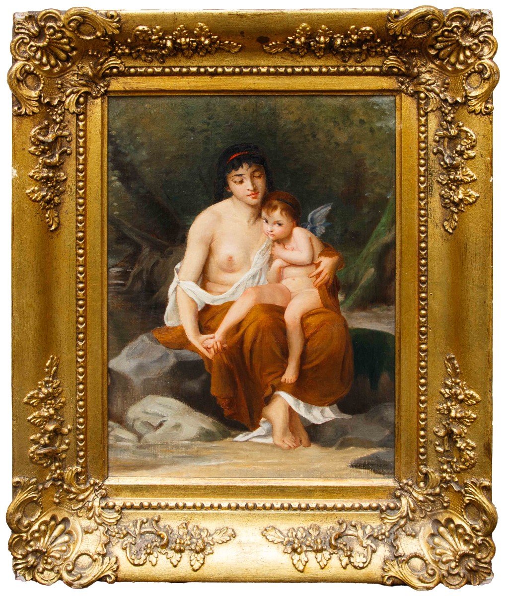 Seguace di William-Adolphe Bouguereau (1825 – 1905), Musa e angelo