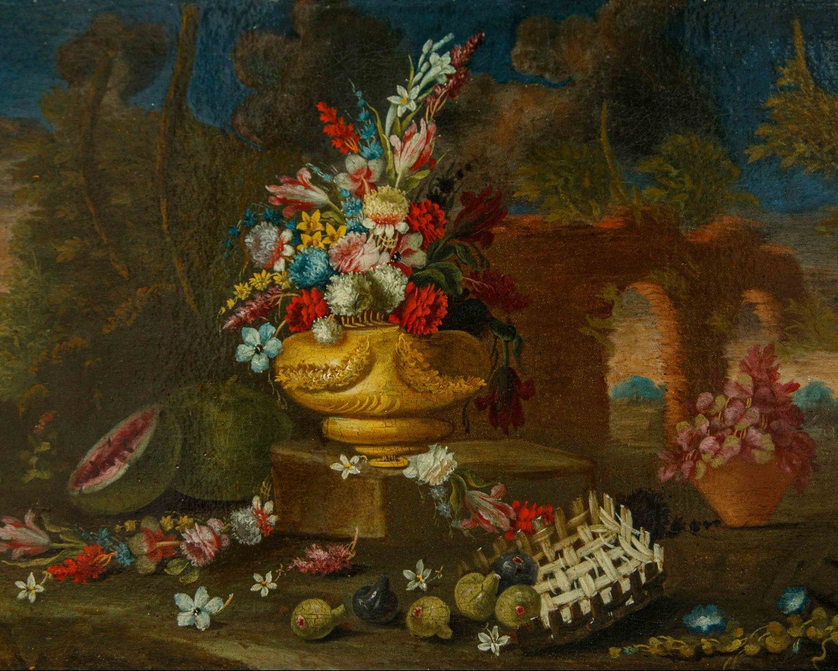 Giacomo Nani (1698 – 1755), Composizione con vaso di fiori-photo-5