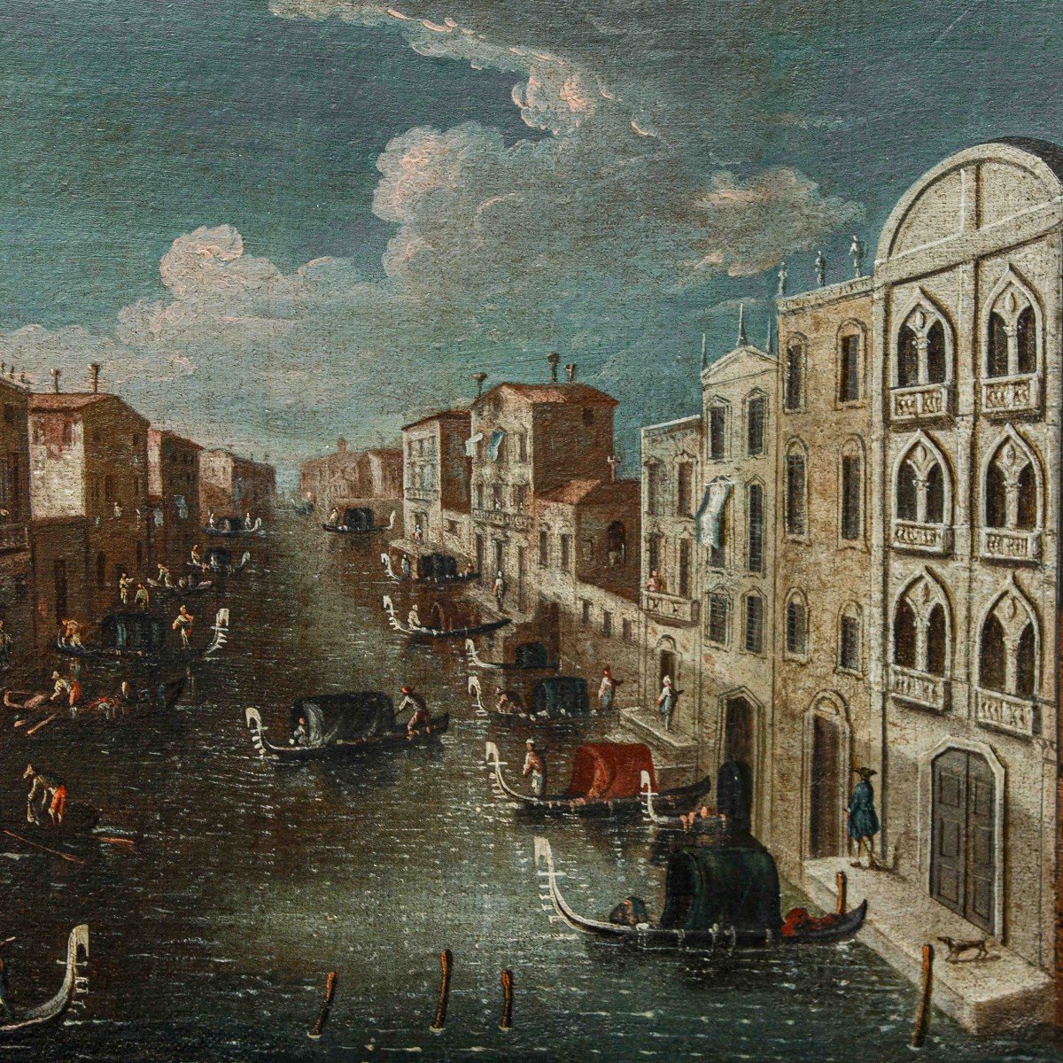 Gabriele Bella (1720-1799) (attr.), Veduta di un canale veneziano-photo-3