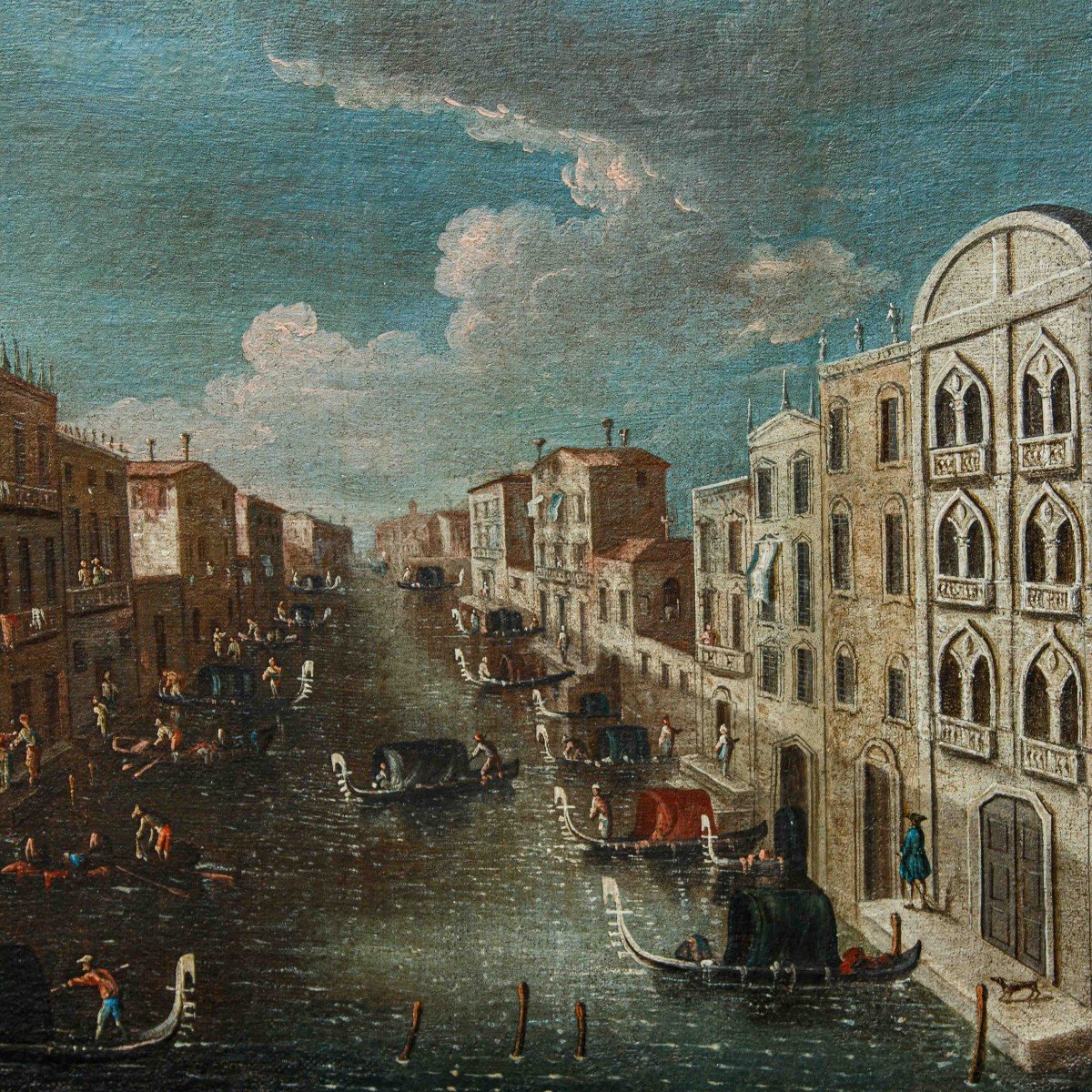 Gabriele Bella (1720-1799) (attr.), Veduta di un canale veneziano-photo-2