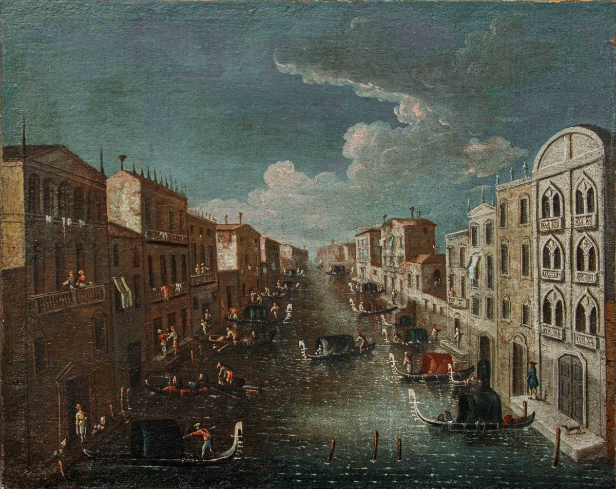 Gabriele Bella (1720-1799) (attr.), Veduta di un canale veneziano