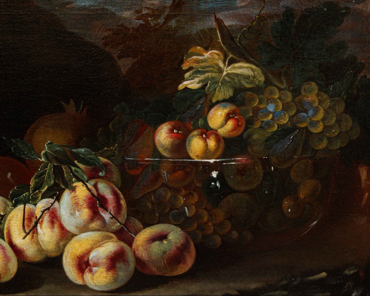 Bartolomeo Castelli il Giovane, detto lo Spadino, Natura morta con frutta e vaso di vetro. -photo-3