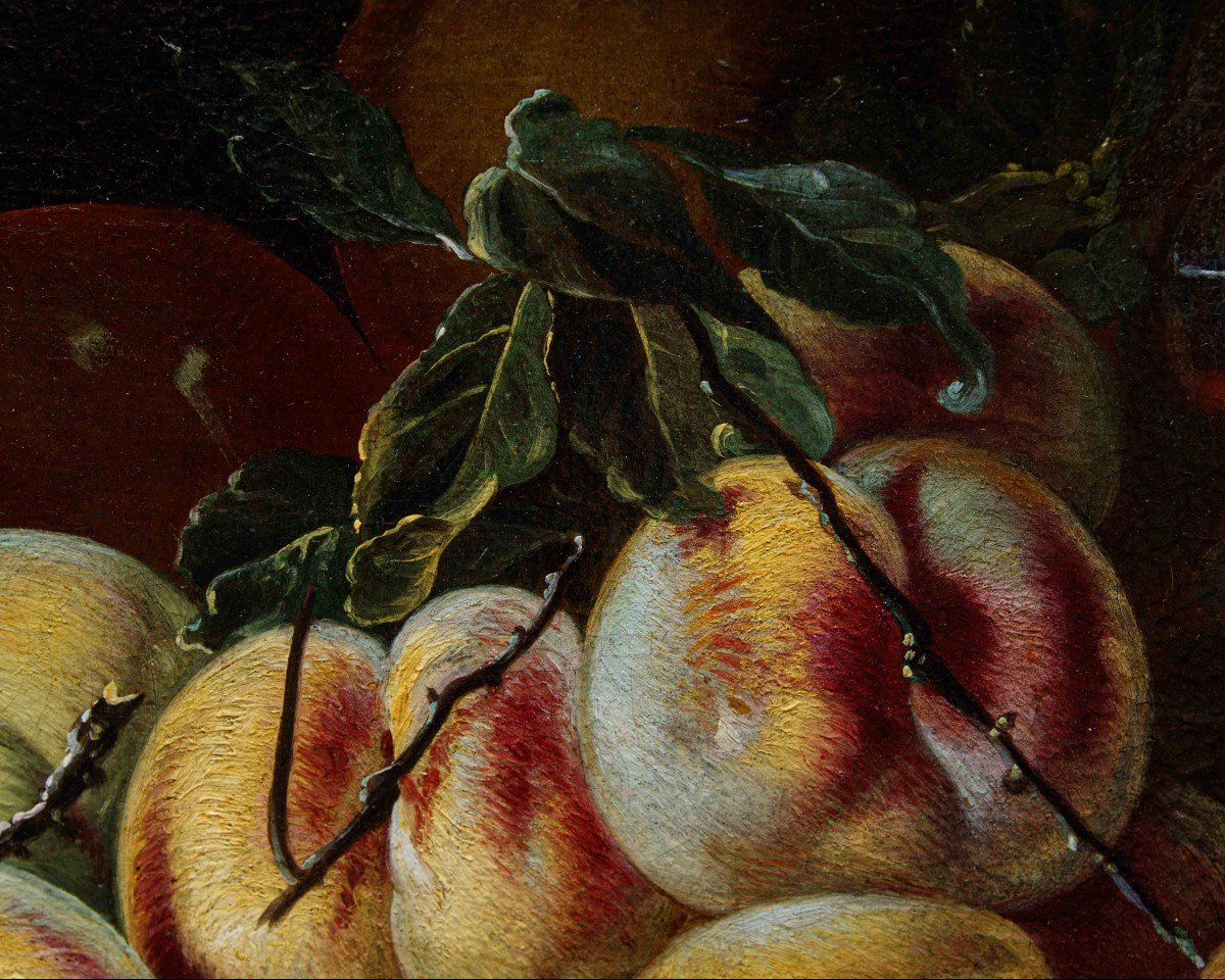 Bartolomeo Castelli il Giovane, detto lo Spadino, Natura morta con frutta e vaso di vetro. -photo-2