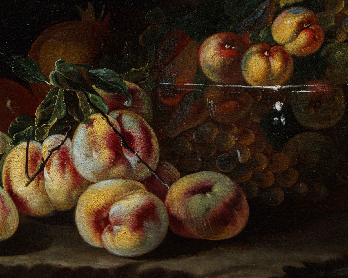 Bartolomeo Castelli il Giovane, detto lo Spadino, Natura morta con frutta e vaso di vetro. -photo-3