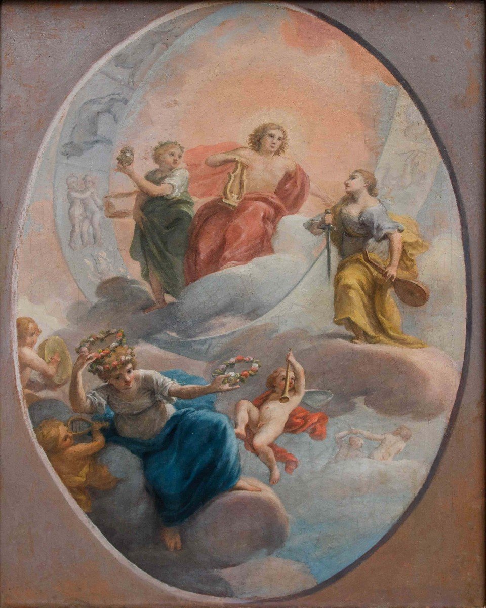 Apollo con allegoria della musica e segni zodiacali