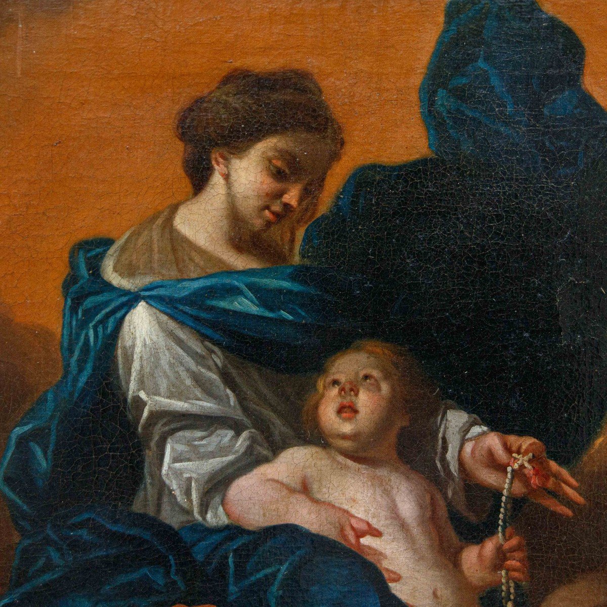 Cerchia di Domenico Piola (Genova, 1627 – 1703)  Madonna con il Bambino e San Domenico-photo-2