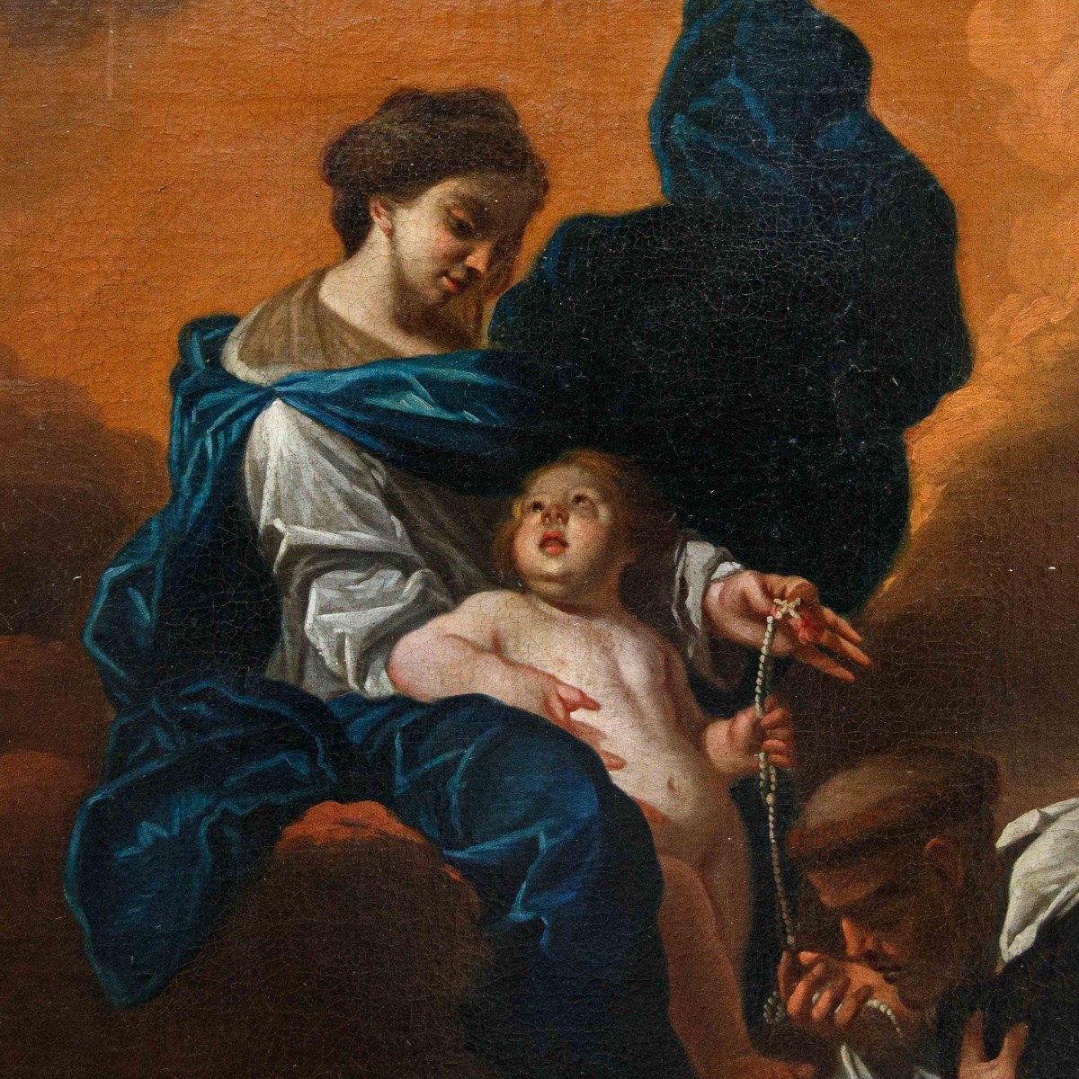 Cerchia di Domenico Piola (Genova, 1627 – 1703)  Madonna con il Bambino e San Domenico-photo-4