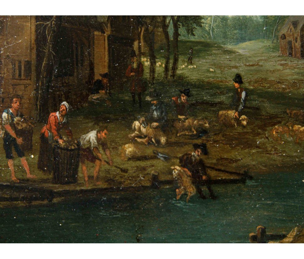 Cerchia di Adriaen Frans Boudewijns (Bruxelles, 1644-1711), Paesaggio con ruscello-photo-2