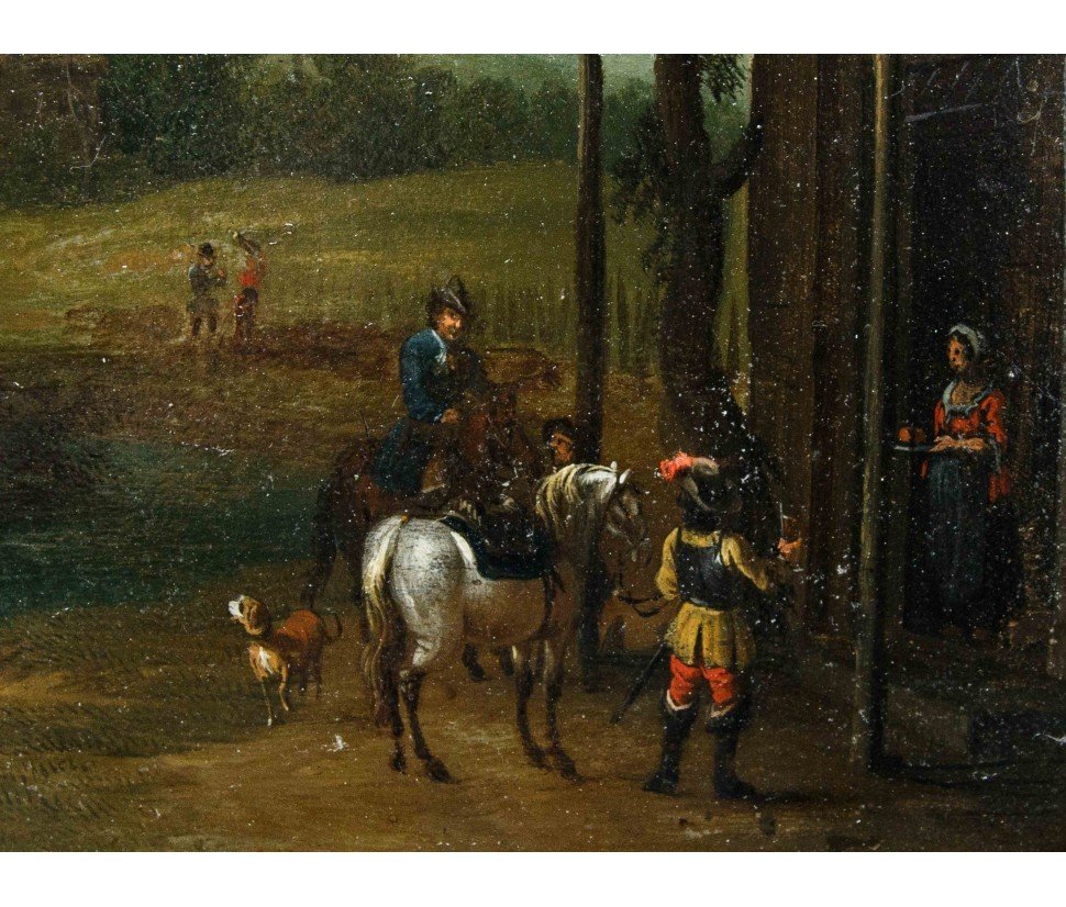 Cerchia di Adriaen Frans Boudewijns (Bruxelles, 1644-1711), Paesaggio con ruscello-photo-4