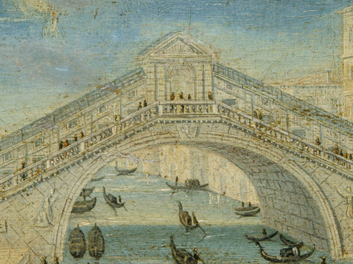 Scuola italiana della fine del XVII secolo , Veduta del Ponte di Rialto-photo-4