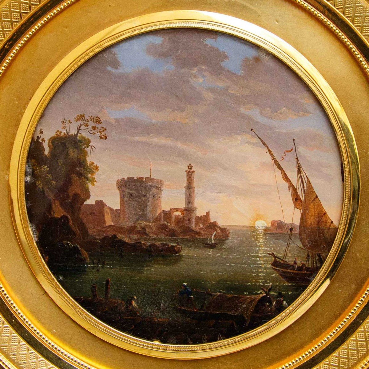 Giovan Battista dell’Acqua (Milano, 1790-1845), Marina con fortezza, 1833-photo-4