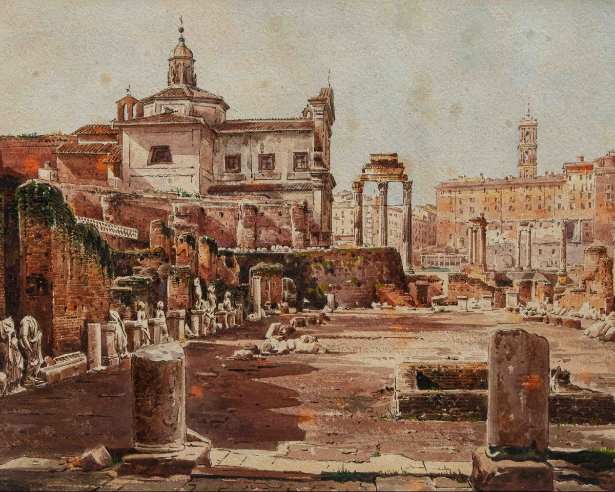 Stefano Donadoni (Somasca, BG, 1844 – Roma, 1911), Veduta del Campidoglio dal Foro-photo-2