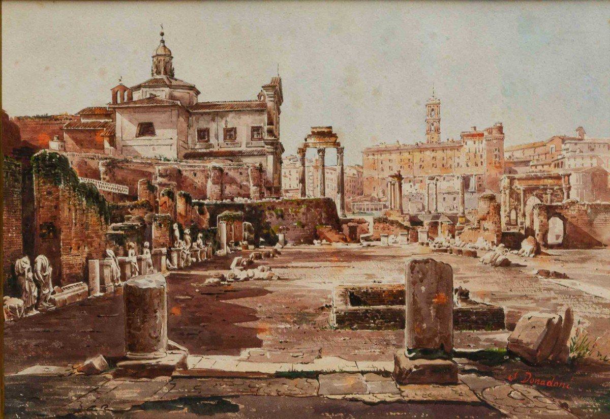 Stefano Donadoni (Somasca, BG, 1844 – Roma, 1911), Veduta del Campidoglio dal Foro-photo-5