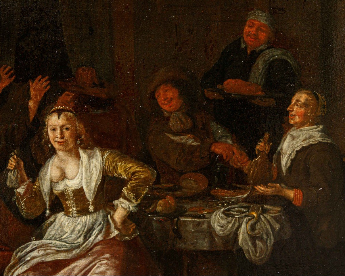 Cerchia di Jan Miense Molenaer (Haarlem, 1610 ca. – 1668), Scena di genere-photo-3