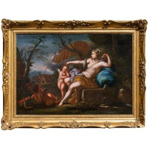 Ambito di Bon Boullogne (Parigi, 1649 - ivi, 1717), Venere e Cupido con corteo bacchico 