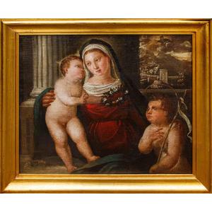 Maestro veneto del XVI secolo, Madonna con Bambino e S. Giovannino