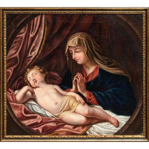 Adele Pinot (1848), da Guido Reni, Madonna in adorazione del Bambino dormiente