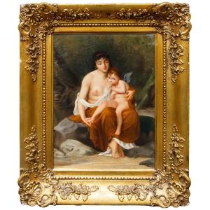 Seguace di William-Adolphe Bouguereau (1825 – 1905), Musa e angelo