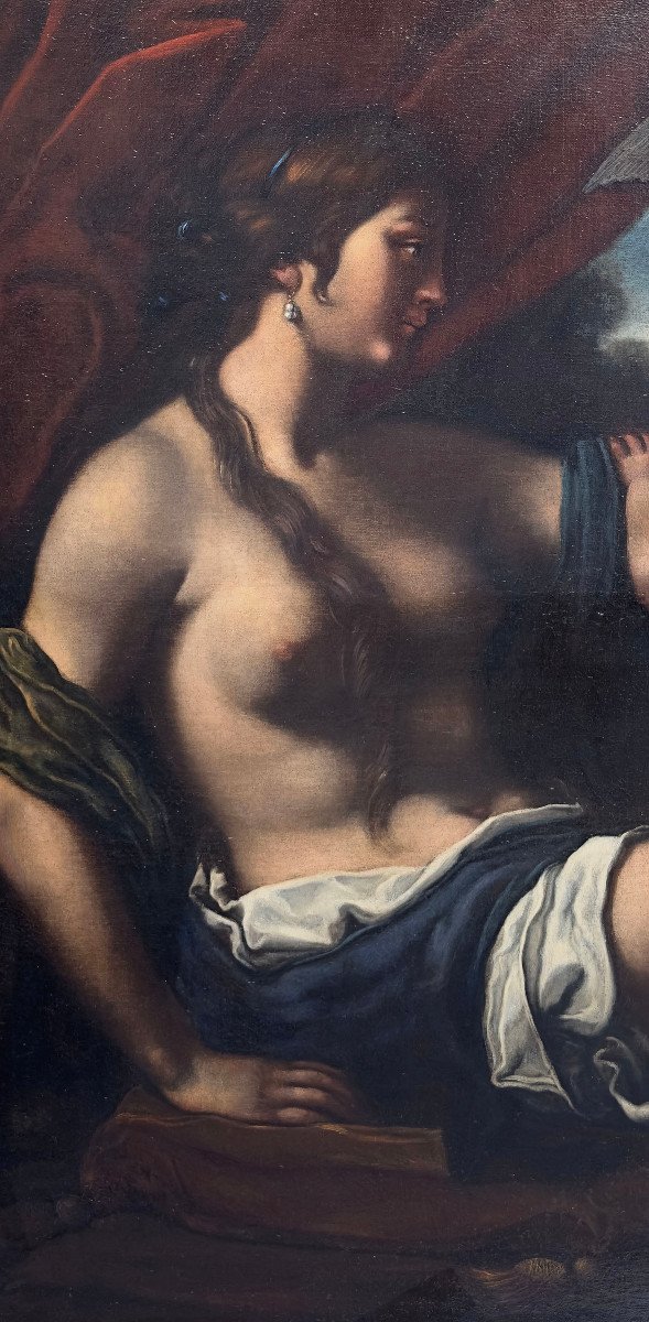 DIPINTO VENERE CHE GIOCA CON CUPIDO SCUOLA DI FRANCESCO FURINI META’ XVII SECOLO -photo-4