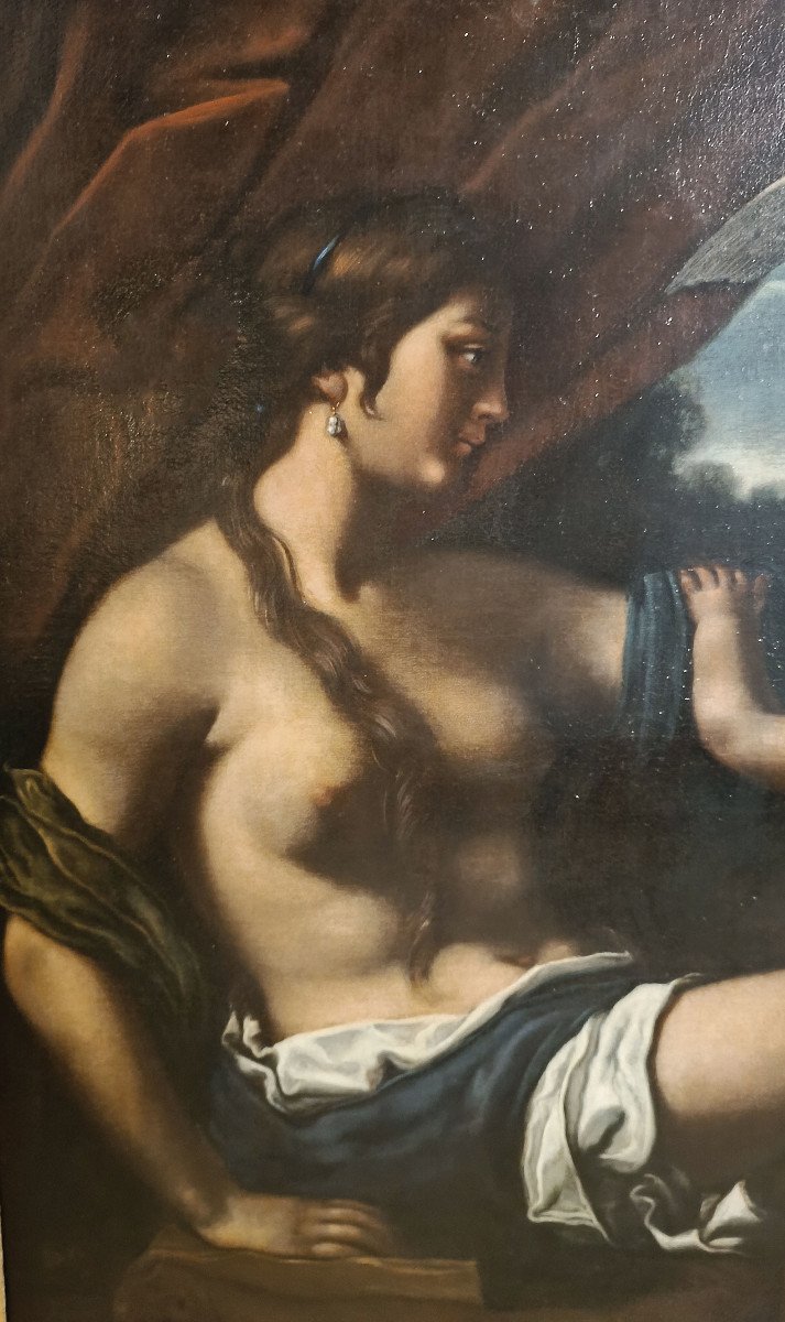 DIPINTO VENERE CHE GIOCA CON CUPIDO SCUOLA DI FRANCESCO FURINI META’ XVII SECOLO -photo-7