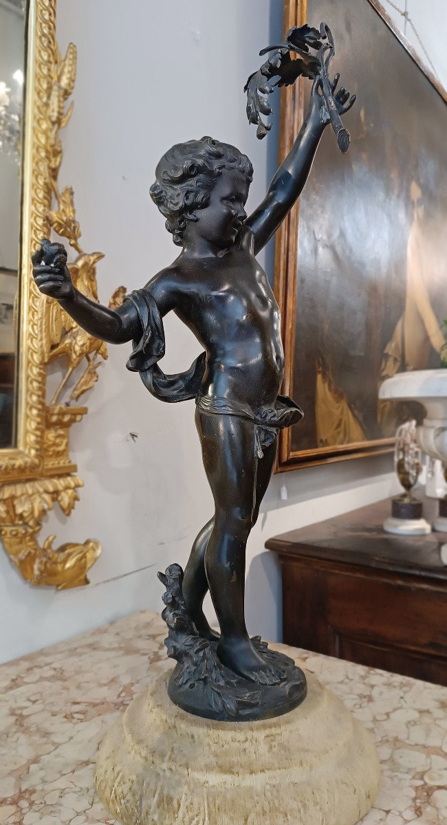 STATUETTA IN BRONZO DIONISO BAMBINO MOREAU FINE XIX SECOLO-photo-7