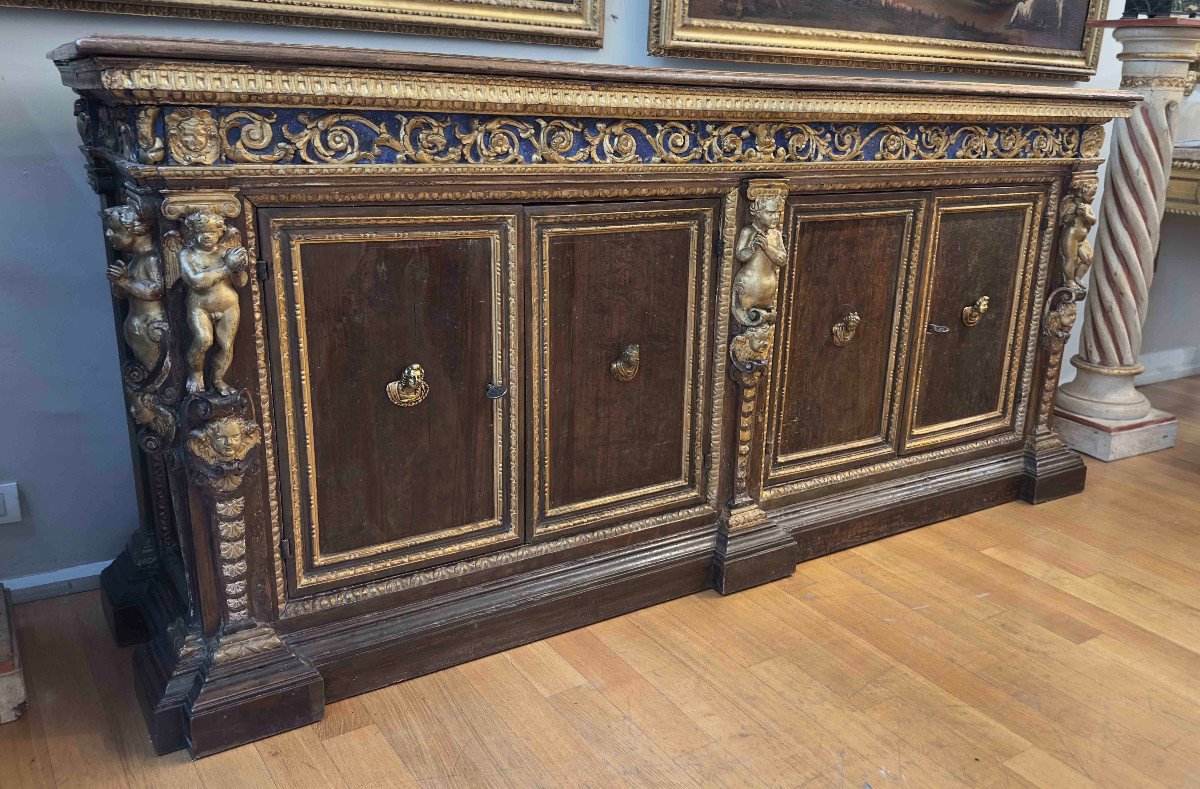 CREDENZA IN NOCE RINASCIMENTALE PRIMA META’ DEL XVI SECOLO-photo-3