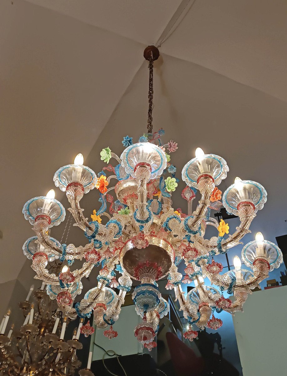 LAMPADARIO IN VETRO DI MURANO MULTICOLORE FINE XIX SECOLO-photo-6