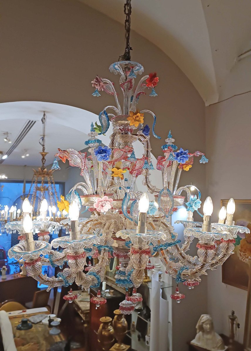 LAMPADARIO IN VETRO DI MURANO MULTICOLORE FINE XIX SECOLO-photo-8