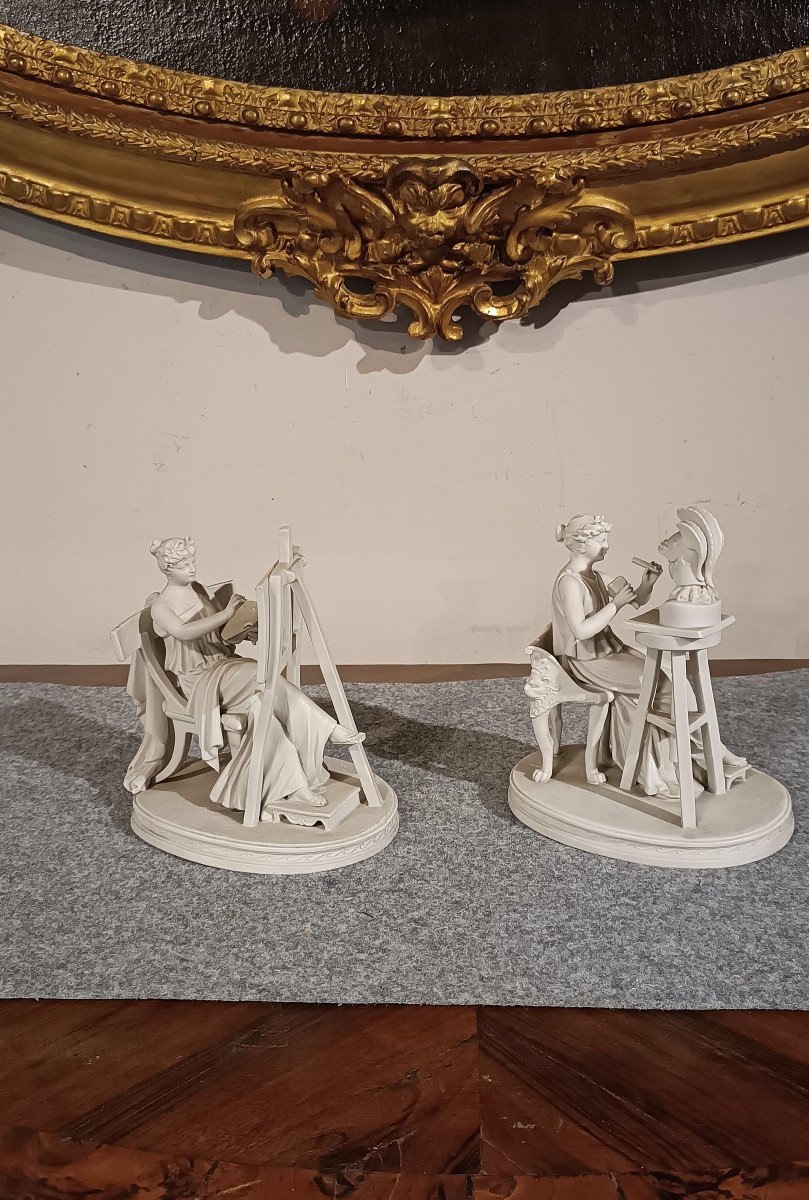 COPPIA DI SCULTURE “ALLEGORIA DELLE ARTI” PRIMI XIX SECOLO -photo-7