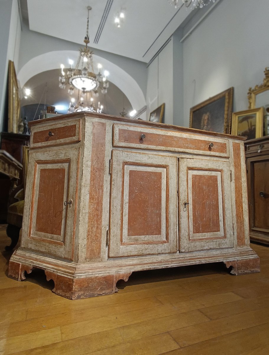 CREDENZA SCANTONATA E DIPINTA NEOCLASSICA SECONDA META’ XVIII SECOLO-photo-2