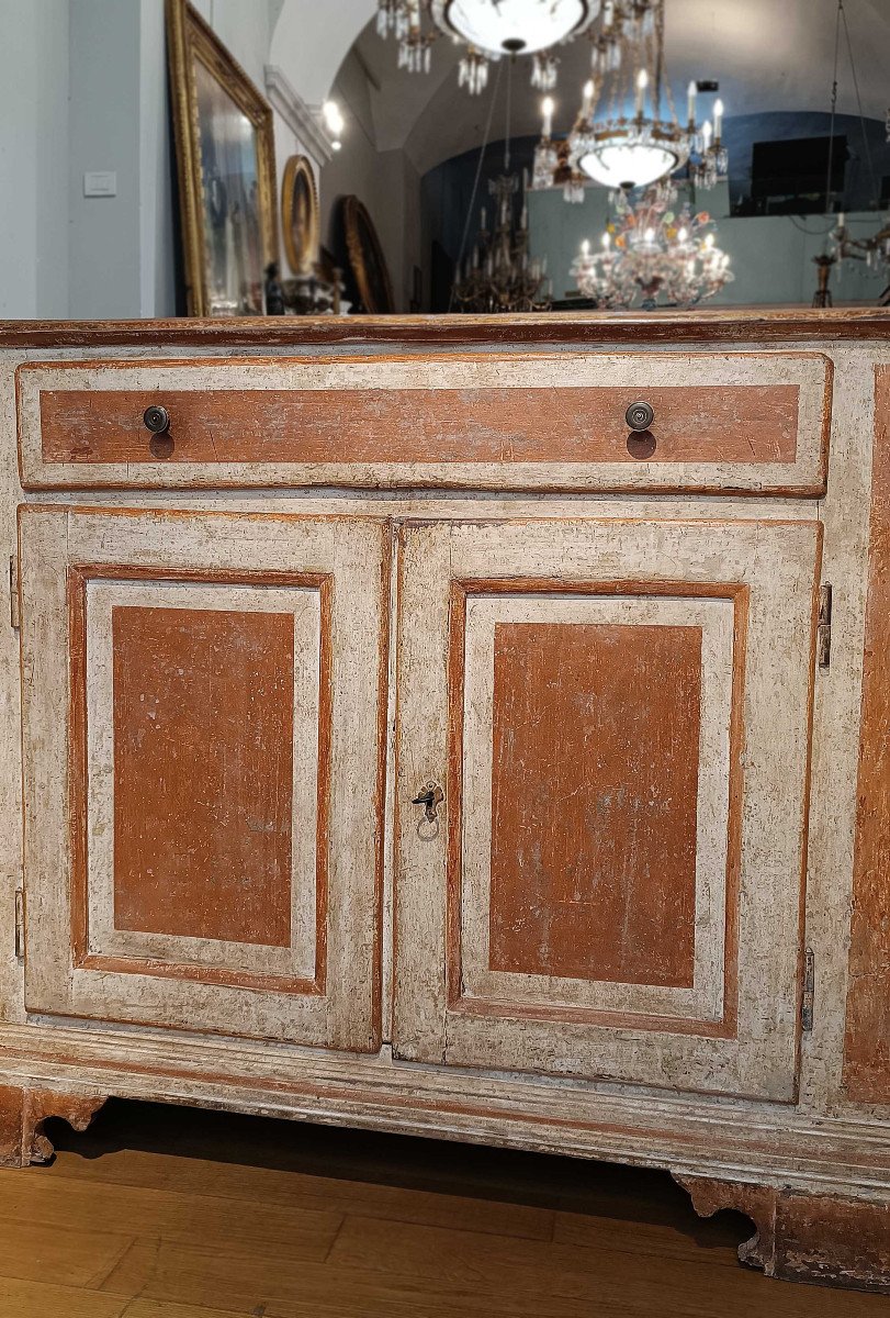 CREDENZA SCANTONATA E DIPINTA NEOCLASSICA SECONDA META’ XVIII SECOLO-photo-3